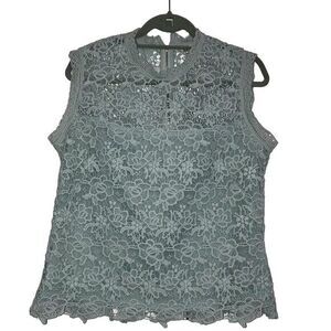 Nanette Lepore‎ knit embroidered sleeveless top women's size large zip back